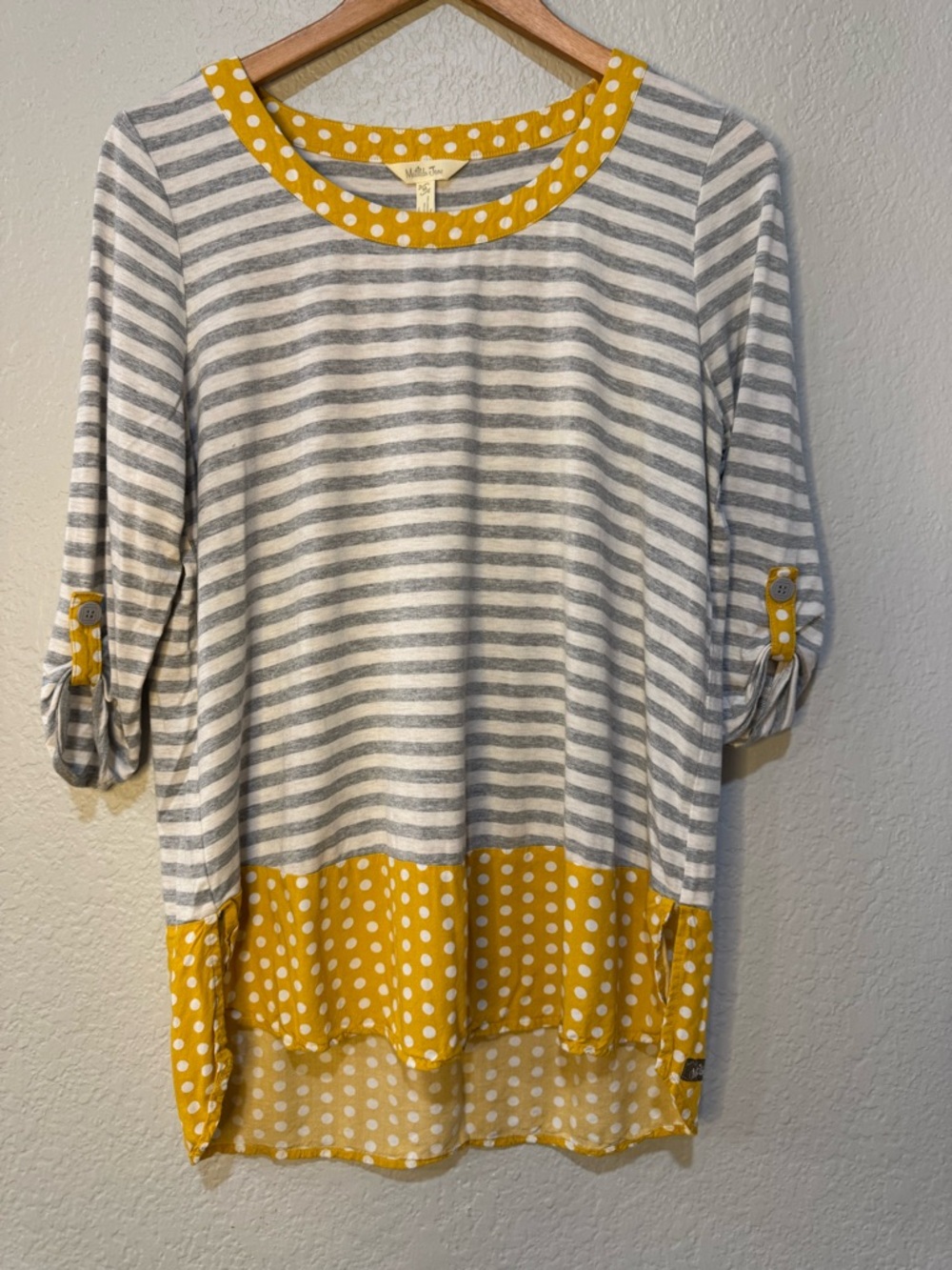 Matilda Jane Gray & Yellow Striped Tunic with Polka-Dot Accents